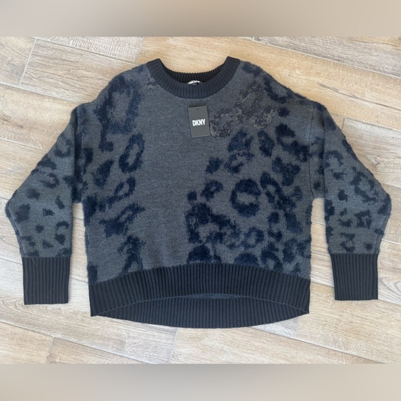 DKNY Women's Black Sequined Printed Crewneck Sweater XL NWT - Picture 2 of 3